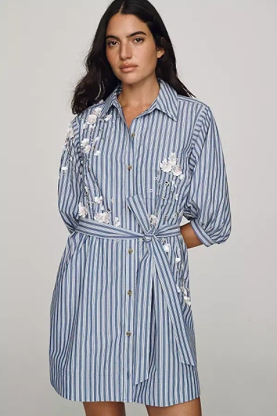 Maeve The Mona Mini Shirt Dress In Blue