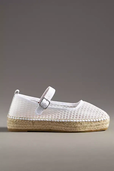 Maeve Netted Mary Jane Flats In White