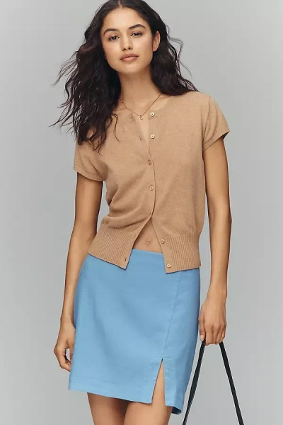 Maeve Notched Mini Skirt In Blue