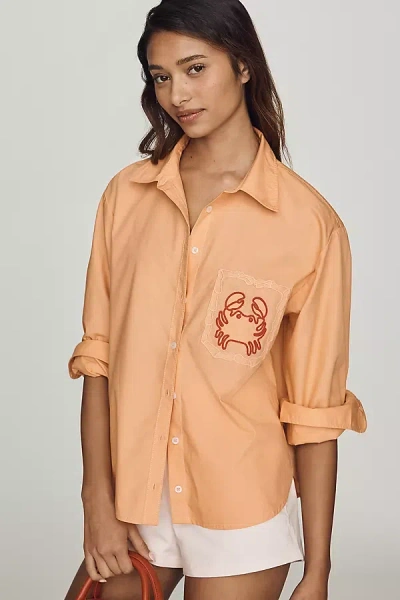 Maeve Novelty Shrunken Bennet Buttondown Shirt By  In Orange