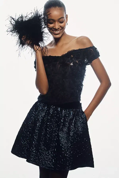 Maeve Off-shoulder Rosette Top In Black
