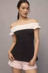 Maeve Off-the-shoulder Hourglass Tuxedo Top In Black