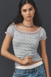 Maeve Off-the-shoulder Smocked Top In Gray