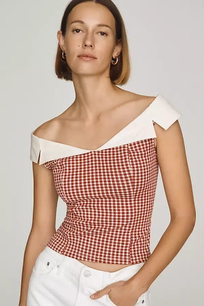 Maeve Off-shoulder Collared Top In Multi