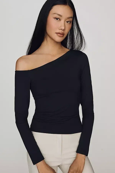 Maeve Off-shoulder Long-sleeve Top In Black