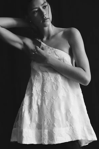 Maeve One-shoulder Floral Tunic Top In White