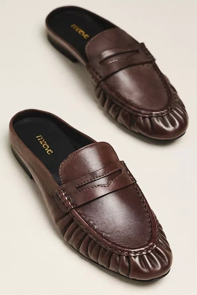 Maeve Open-back Leather Loafers In Brown