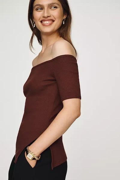Maeve Oslo Off-the-shoulder Tee In Brown