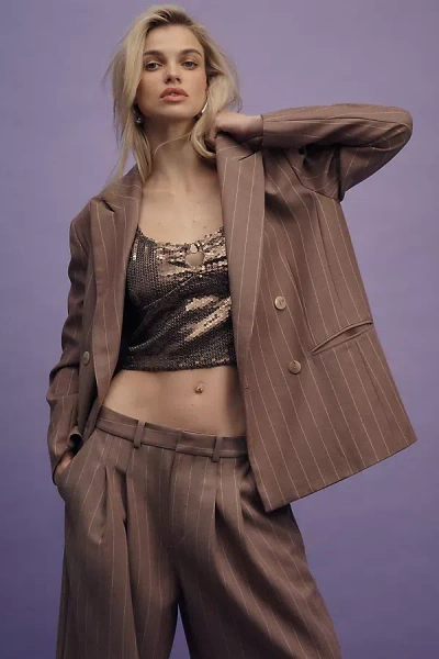 Maeve Oversized Double-breasted Blazer Jacket In Brown