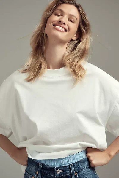 Maeve Oversized Short-sleeve Mercerized Cotton Crew-neck Tee In White