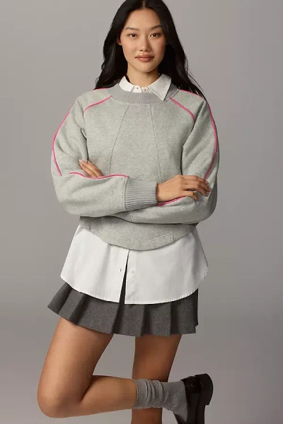 Maeve Paneled Warm-up Sweatshirt In Grey