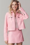 Maeve Patent Faux-leather Moto Jacket In Pink
