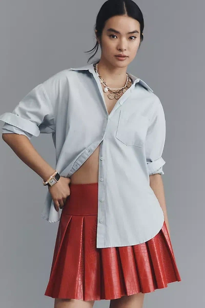 Maeve Patent Faux-leather Pleated Mini Skirt In Red