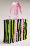 Maeve Patterned Canvas Tote In Green