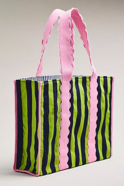 Maeve Patterned Canvas Tote In Green