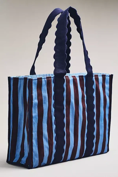 Maeve Patterned Canvas Tote In Blue