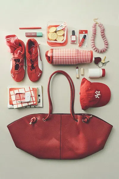 Maeve Pebbled Faux-leather Tote In Red