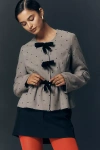 Maeve Peplum Dot Jacket In Gray