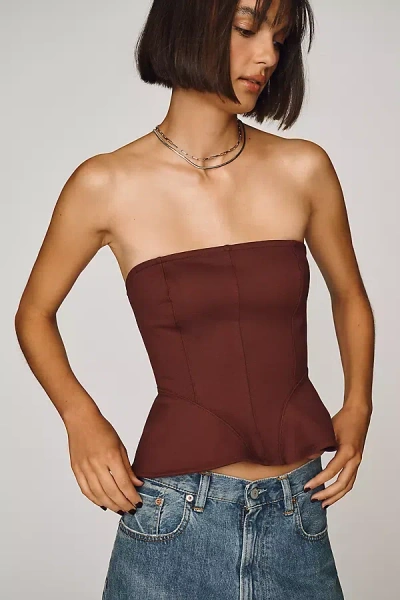 Maeve Peplum Tube Top In Brown