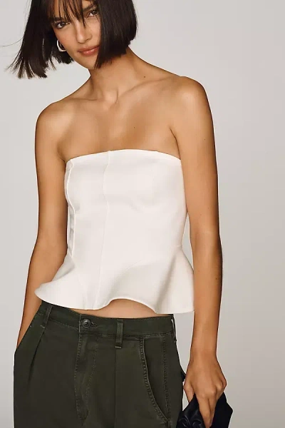 Maeve Peplum Tube Top In White