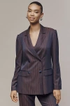 Maeve Pinstripe Relaxed Blazer Jacket In Multi