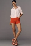 Maeve Pinstripe Silky Buttondown Crop Top In Pink