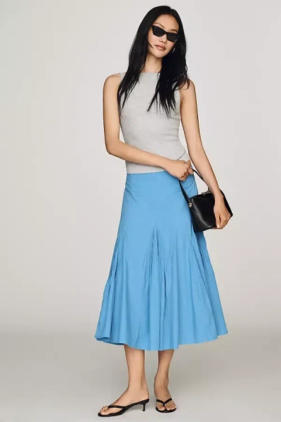 Maeve Pintuck Midi Skirt In Blue