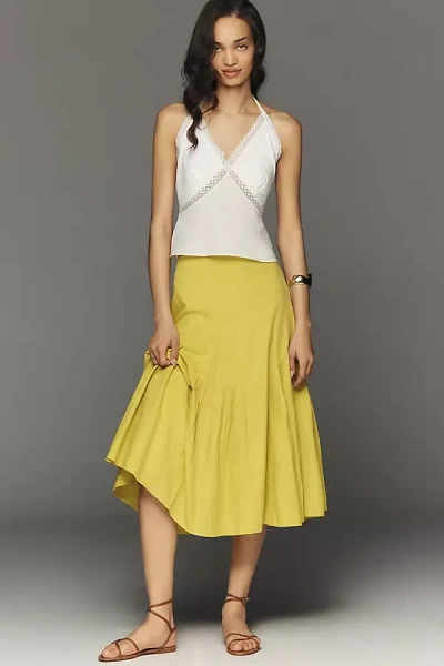 Maeve Pintuck Midi Skirt In Yellow