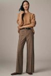 Maeve Plaid Full-length Trouser Pants In Brown