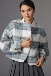 Maeve Plaid Wool Blend Jacket In Blue