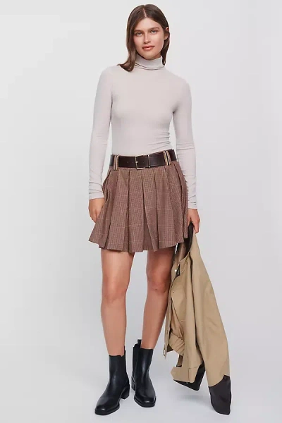 Maeve Pleated A-line Mini Skirt In Brown