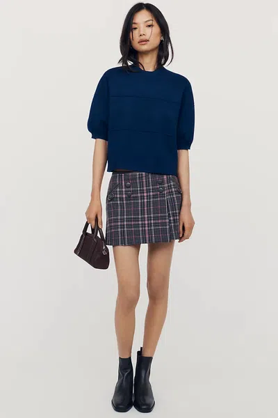 Maeve Puff-sleeve Knit Pullover In Blue