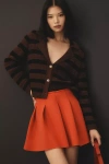 Maeve Pleated Scuba Mini Skirt In Red