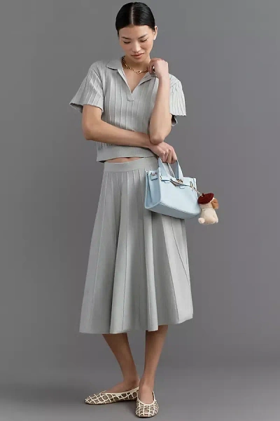 Maeve Pleated Sweater Midi Skirt In Gold