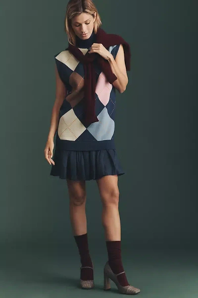 Maeve Pleated Sweater Vest Mini Dress In Multi