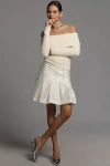 Maeve Pleated Taffeta Mini Skirt In White