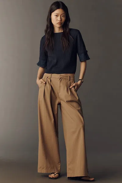 Maeve Pleated Track Trousers Pants In Brown