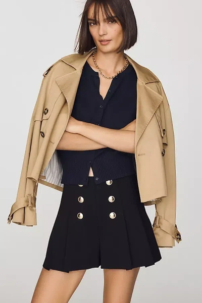 Maeve Pleated Trench Skort In Black