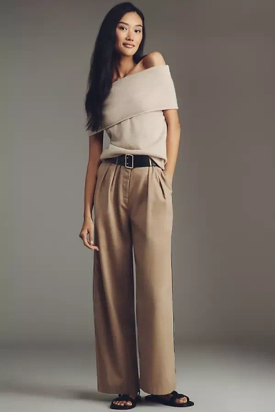 Maeve Pleated Trouser Track Pants In Neutral