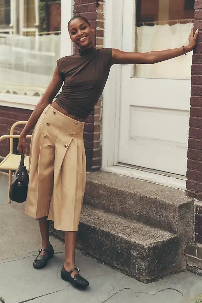 Maeve Pleated Utility Trousers Pants In Brown