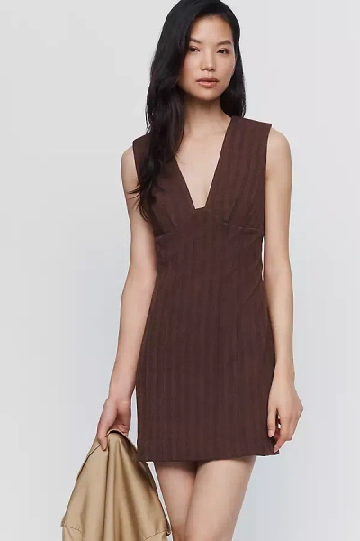 Maeve Plunge Mini Dress In Brown