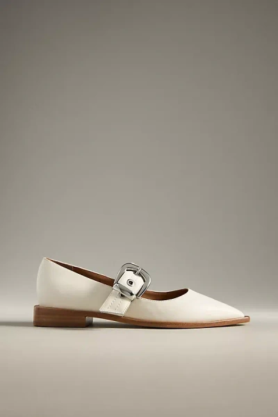 Maeve Pointed-toe Moto Mary Jane Flats In Beige