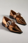 Maeve Pointed-toe Moto Mary Jane Flats In Gold