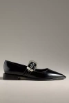 Maeve Pointed-toe Moto Mary Jane Flats In Gray