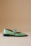 Maeve Pointed-toe Moto Mary Jane Flats In Green