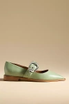 Maeve Pointed-toe Moto Mary Jane Flats In Green