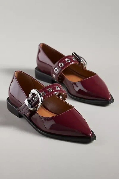 Maeve Pointed-toe Moto Mary Jane Flats In Purple