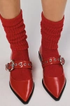 Maeve Pointed-toe Moto Mary Jane Flats In Red