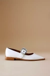 Maeve Pointed-toe Moto Mary Jane Flats In White