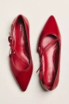 Maeve Pointed-toe Side-strap Bow Flats In Red